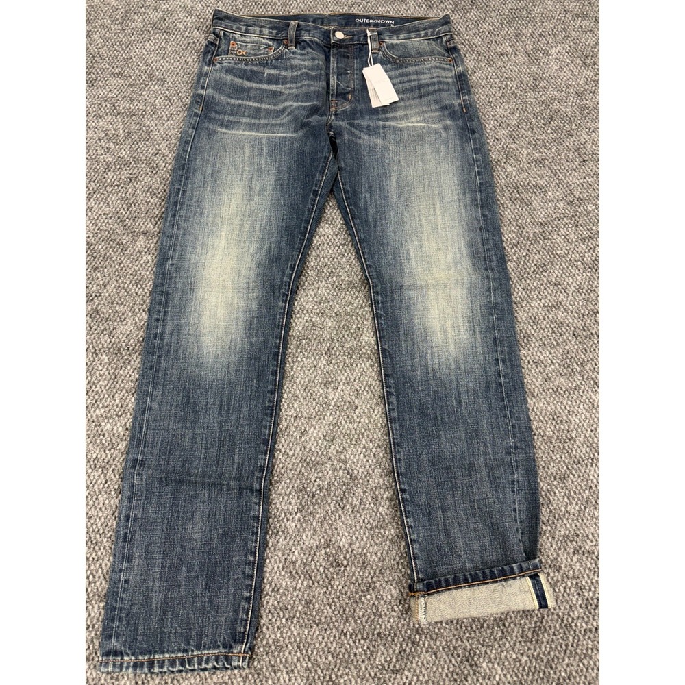 Outerknown SEA Selvedge Jeans Men's 33x34 Dark Blue Denim Organic Cotton - Picture 2 of 16